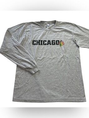 Chicago Blackhawks NHL Men’s Gray American Apparel Long Sleeve T-Shirt size L